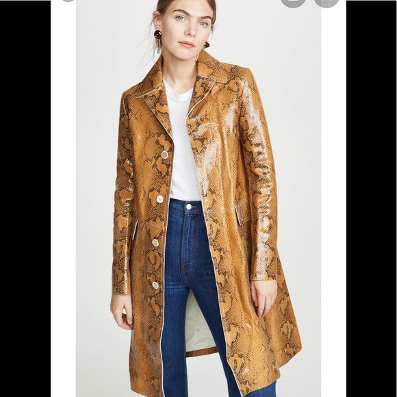 Marni Cigar Lamb Leather Python Print Coat 40 - Picture 2 of 3